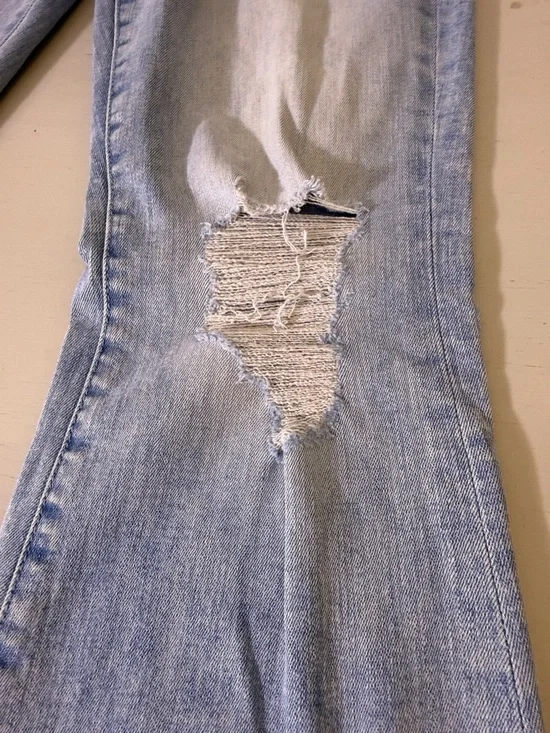 Mother The Weekender Fray Jeans 29 Action Shot High Rise Flare Distressed $278 - Picture 9 of 15